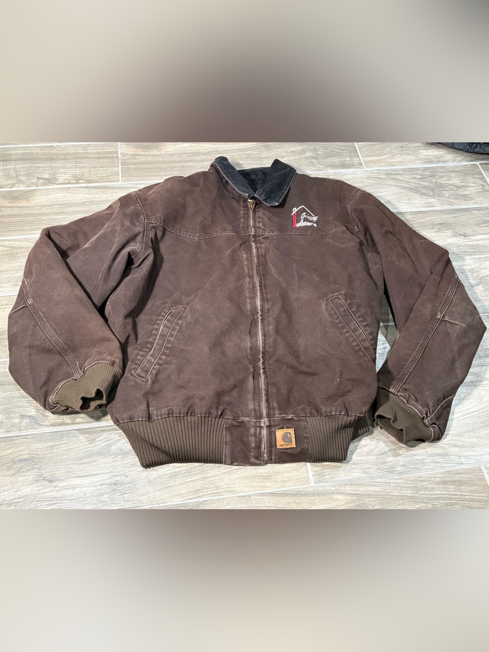 Carhartt J14 DKB Dark Brown Santa Fe Jacket Duck Canvas Corduroy Collar Size XL
